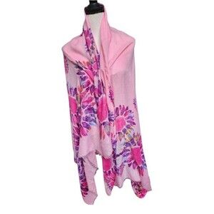 Pink Watercolor Hippie Boho Scarf 72" x 41" Lightweight Artsy